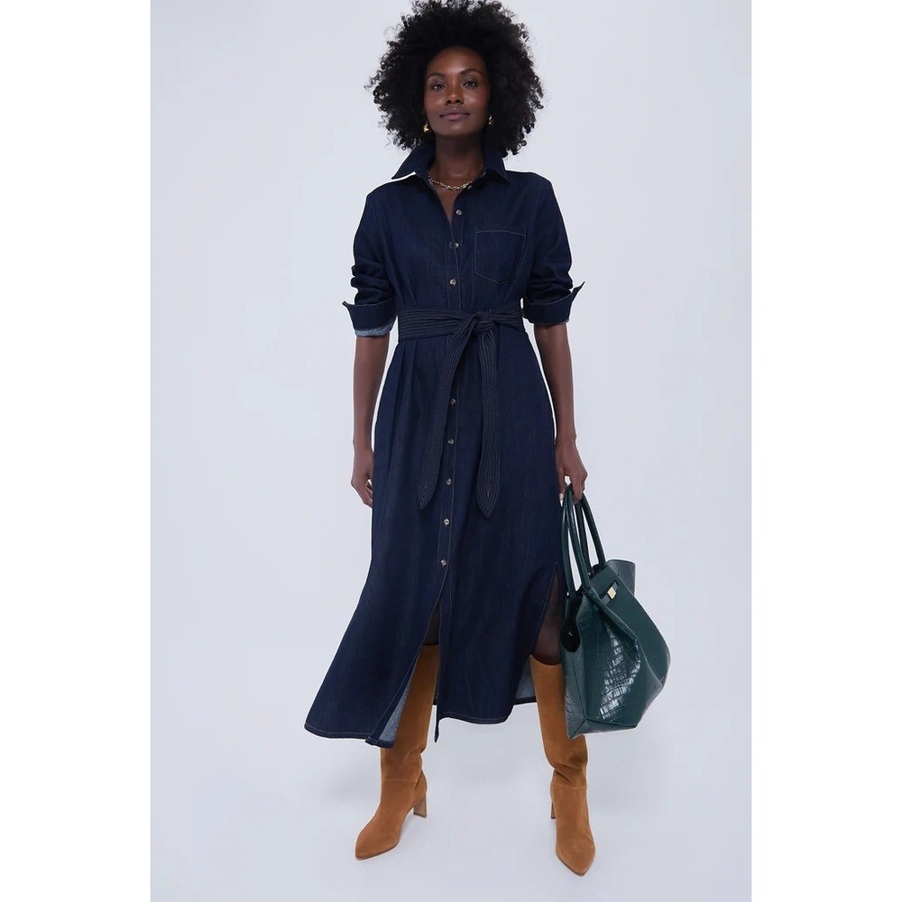 Tuckernuck Denim Maxi Shirt Dress Womens XS Blue Excelle NWT - Picture 2 of 8